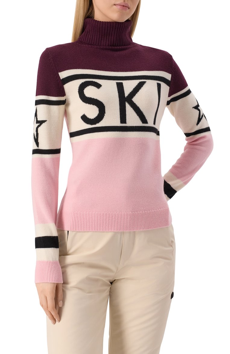 Женская шерстяная водолазка PERFECT MOMENT розового цвета, арт. W3000075/SCHILD SWEATER | Фото 3 (Рукава: Длинные; Длина (для топов): Стандартные; Материал внешний: Шерсть; Женское Кросс-КТ: Водолазка-одежда; Стили: Спорт-шик; Автоматизация состава: Проставлено; Автоматизация ТО: Проставлено)