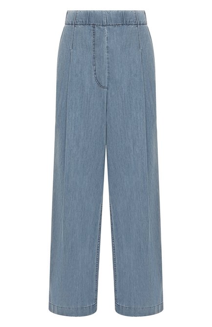 Женские джинсы DRIES VAN NOTEN голубого цвета, арт. 010930-8431 | Фото 1 (Материал сплава: Проставлено; Материал внешний: Хлопок; Драгоценные камни: Проставлено; Длина (брюки, джинсы): Удлиненные)