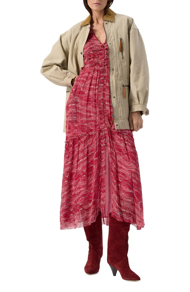 Женская хлопковая куртка ISABEL MARANT ETOILE светло-бежевого цвета, арт. 25PVE0448FA/C1G01E | Фото 2 (Материал подклада: Синтетический материал; Длина (верхняя одежда): До середины бедра; Рукава: Длинные; Кросс-КТ: Легкие, Куртка; Стили: Кэжуэл; Материал внешний: Хлопок; Автоматизация состава: Проставлено; Автоматизация ТО: Проставлено)