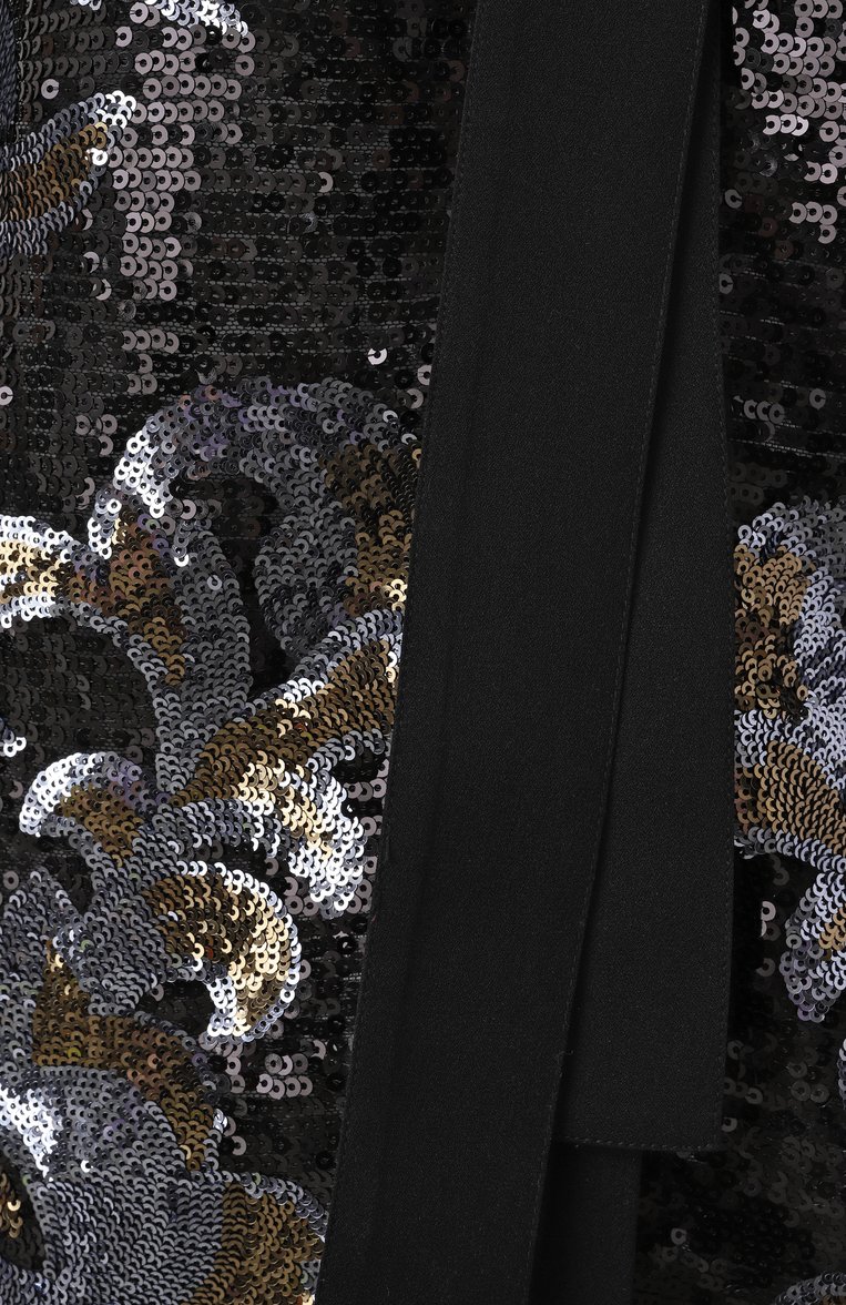 Женская блузка с отделкой пайетками ELIE SAAB черного цвета, арт. SH064 | Фото 6 (Материал внешний: Шелк; Длина (для топов): Удлиненные; Рукава: Длинные; Женское Кросс-КТ: Блуза-одежда; Принт: С принтом; Стили: Гламурный; Автоматизация ТО: Проставлено; Автоматизация состава: Проставлено; Детали: Декор)