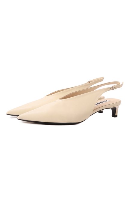 Женские кожаные туфли JIL SANDER кремвого цвета, арт. J15WP0128/P8226 | Фото 1 (Подошва: Плоская; Каблук высота: Низкий; Драгоценные камни: Проставлено; Материал внешний: Натуральная кожа; Материал внутренний: Натуральная кожа; Материал сплава: Проставлено)