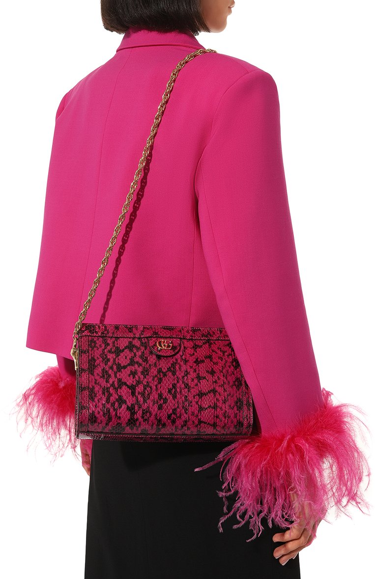Женская сумка ophidia GUCCI фуксия цвета, арт. 503877 LZX0G | Фото 2 (Размер: small; Материал: Экзотическая кожа, Натуральная кожа; Ремень/цепочка: На ремешке; Сумки-технические: Сумки через плечо; Нос: Не проставлено; Региональные ограничения белый список (Axapta Mercury): Не проставлено)