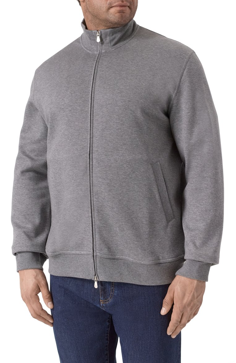 Мужской толстовка из хлопка и кашемира BRUNELLO CUCINELLI серого цвета, арт. MM8319089G | Фото 3 (Длина (для топов): Удлиненные; Материал внешний: Хлопок; Рукава: Длинные; Стили: Кэжуэл; Мужское Кросс-КТ: Толстовка-одежда; Автоматизация состава: Проставлено; Автоматизация ТО: Проставлено; Размерность: Идёт в размер)
