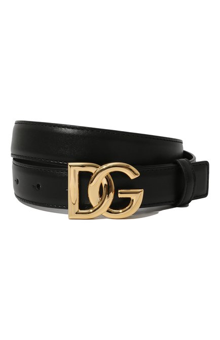 Женский кожаный ремень DOLCE & GABBANA черного цвета, арт. BE1447/AW576 | Фото 1 (Материал: Натуральная кожа; Материал сплава: Проставлено; Нос: Не проставлено)