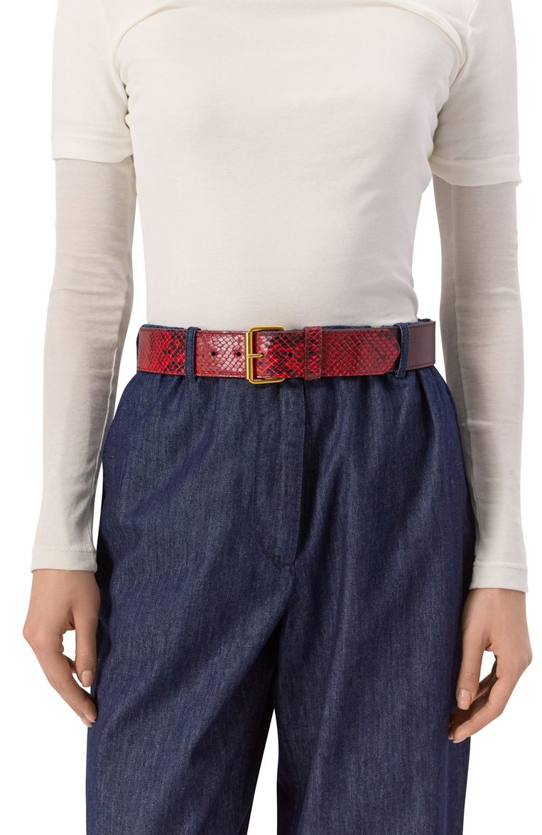 Женский кожаный ремень DRIES VAN NOTEN красного цвета, арт. 251-011403-397 | Фото 2 (Автоматизация состава: Проставлено; Материал: Натуральная кожа; Нос: Не проставлено; Кросс-КТ: Широкие)