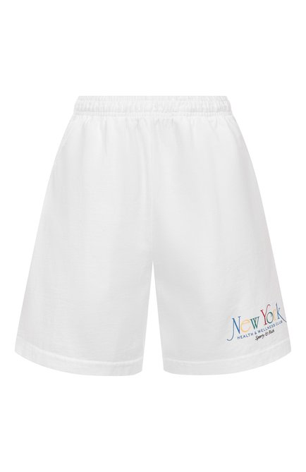 Женские хлопковые шорты SPORTY AND RICH белого цвета, арт. SH039622034WH57 | Фото 1 (Автоматизация ТО: Проставлено; Длина Ж (юбки, платья, шорты): Мини; Материал внешний: Хлопок; Автоматизация состава: Проставлено)