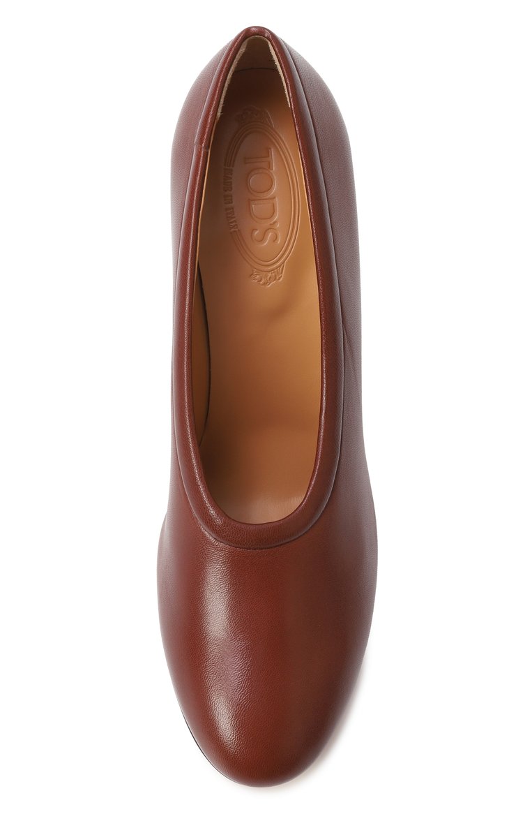 Женские кожаные туфли TOD’S коричневого цвета, арт. XXW67L0JG70UBP | Фото 6 (Каблук высота: Высокий; Автоматизация ТО: Проставлено; Автоматизация состава: Проставлено; Материал внешний: Натуральная кожа; Подошва: Плоская; Материал внутренний: Натуральная кожа; Каблук тип: Устойчивый)
