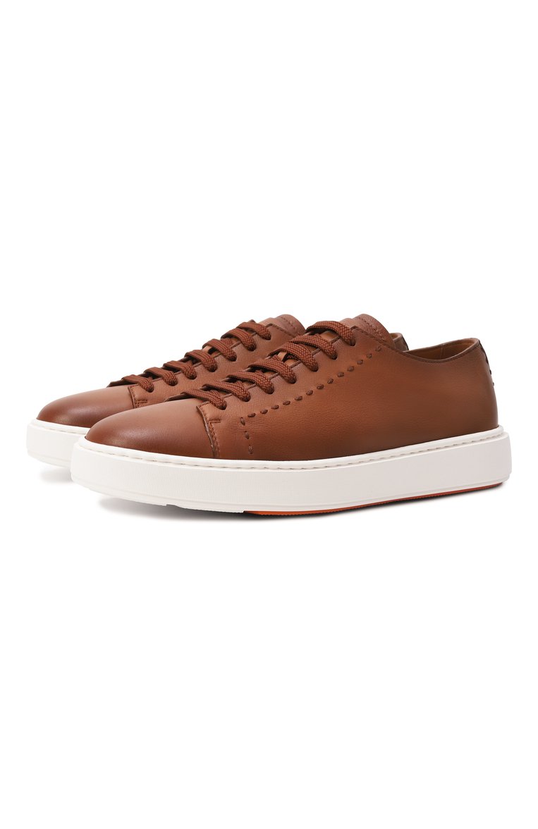 Мужские кожаные кеды cleanic SANTONI коричневого цвета, арт. MBCG22065BARTAFB | Фото 1 (Подошва: Массивная; Материал внутренний: Натуральная кожа; Материал внешний: Натуральная кожа; Стили: Классический; Кросс-КТ: Низкие; Материал утеплителя: Без утеплителя; Автоматизация состава: Проставлено; Автоматизация ТО: Проставлено)