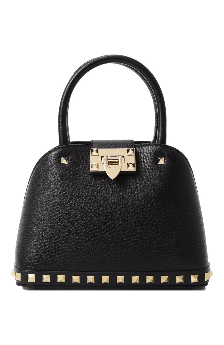 Женская сумка rockstud small VALENTINO черного цвета, арт. 5W0B0Q69/VSF | Фото 1 (Ремень/цепочка: На ремешке; Материал: Натуральная кожа; Размер: small)