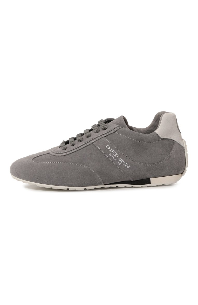 Женские замшевые кроссовки tenis GIORGIO ARMANI светло-серого цвета, арт. X1X042/XR256 | Фото 4 (Подошва: Плоская; Материал внутренний: Текстиль; Материал внешний: Замша, Натуральная кожа; Стили: Кэжуэл; Материал утеплителя: Без утеплителя; Кросс-КТ: Низкие)