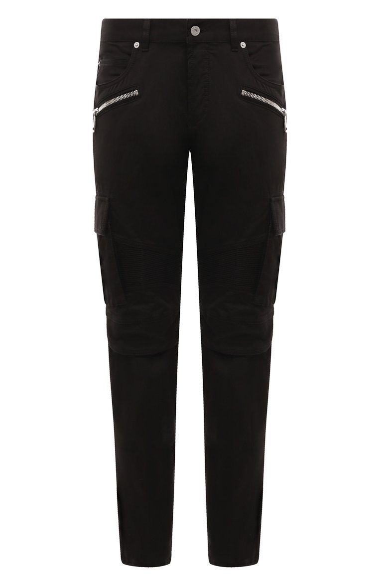 Мужские хлопковые брюки-карго BALMAIN черного цвета, арт. BH1MH016/CD96 | Фото 1 (Длина (брюки, джинсы): Стандартные; Материал внешний: Хлопок; Случай: Повседневный; Силуэт М (брюки): Карго; Стили: Кэжуэл)