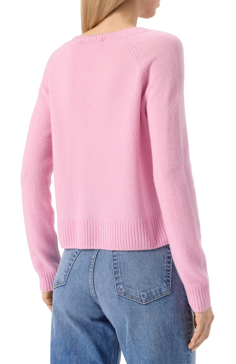 Женский кашемировый свитер WEEKEND MAX MARA розового цвета, арт. TAG0 | Фото 4 (Длина (для топов): Стандартные; Материал внешний: Шерсть, Кашемир; Рукава: Длинные; Женское Кросс-КТ: Пуловер-одежда; Стили: Кэжуэл; Автоматизация состава: Проставлено; Автоматизация ТО: Проставлено)