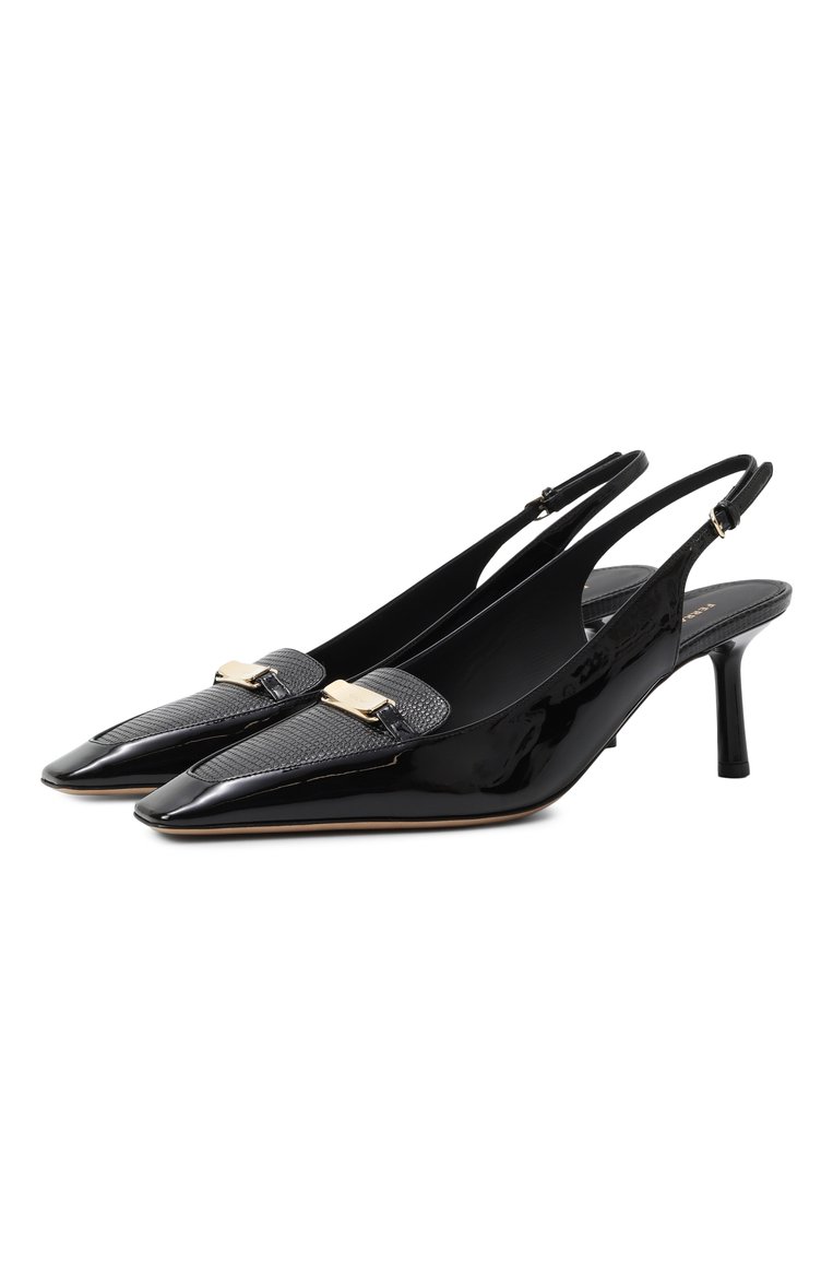 Женские кожаные туфли new vara FERRAGAMO черного цвета, арт. 01J471/779551 | Фото 1 (Материал внешний: Натуральная кожа; Каблук высота: Средний; Материал внутренний: Натуральная кожа; Подошва: Плоская; Женское Кросс-КТ: Слингбэки; Каблук тип: Шпилька)