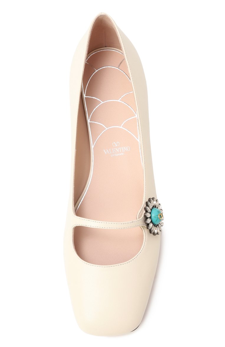 Женские кожаные балетки preshoes VALENTINO кремового цвета, арт. 6W2S0LL7/DHS | Фото 6 (Материал внутренний: Натуральная кожа; Материал внешний: Натуральная кожа; Подошва: Плоская; Каблук высота: Низкий)