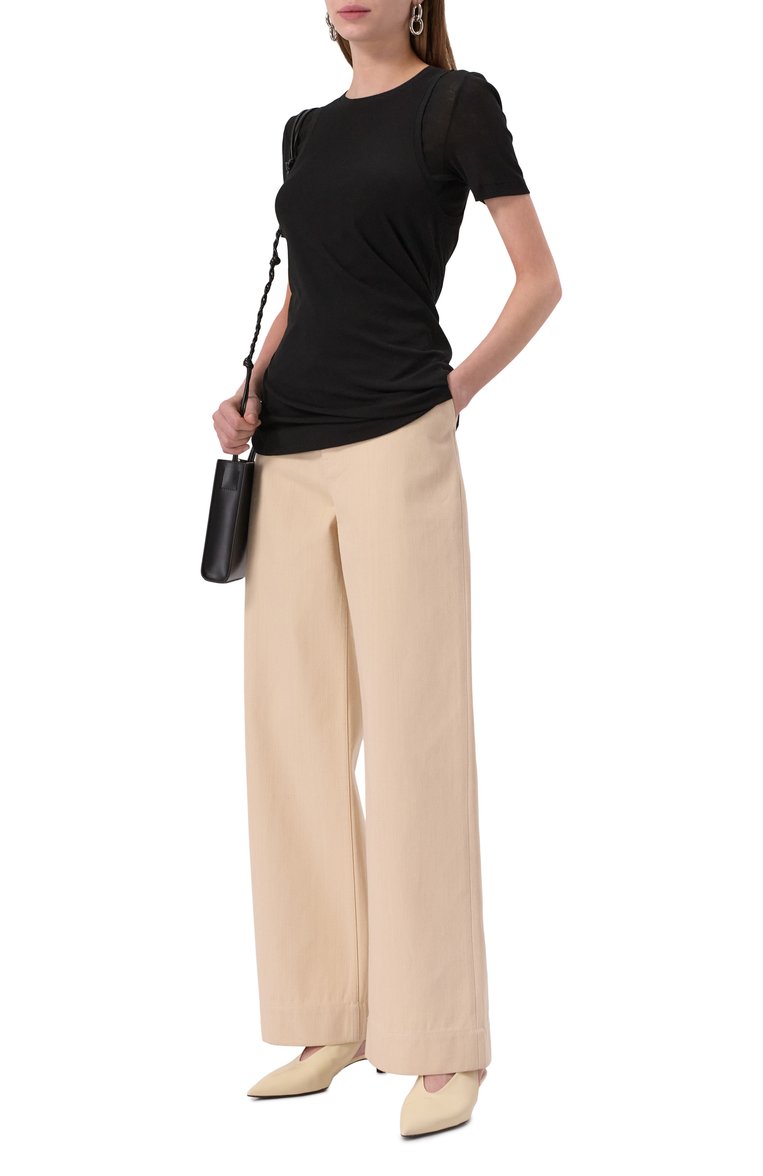 Женские джинсы JIL SANDER кремового цвета, арт. J02KA0267/J45257 | Фото 2 (Длина (брюки, джинсы): Стандартные; Материал внешний: Хлопок, Деним; Стили: Кэжуэл; Силуэт Ж (брюки и джинсы): Прямые; Кросс-КТ: Деним; Автоматизация ТО: Проставлено; Автоматизация состава: Проставлено)