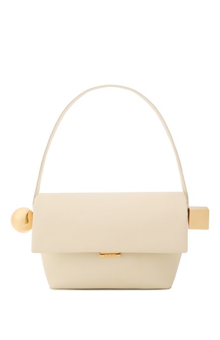 Женская сумка rond carré JACQUEMUS кремвого цвета, арт. 24H243BA383 | Фото 1 (Размер: medium; Драгоценные камни: Проставлено; Материал сплава: Проставлено; Материал: Натуральная кожа)