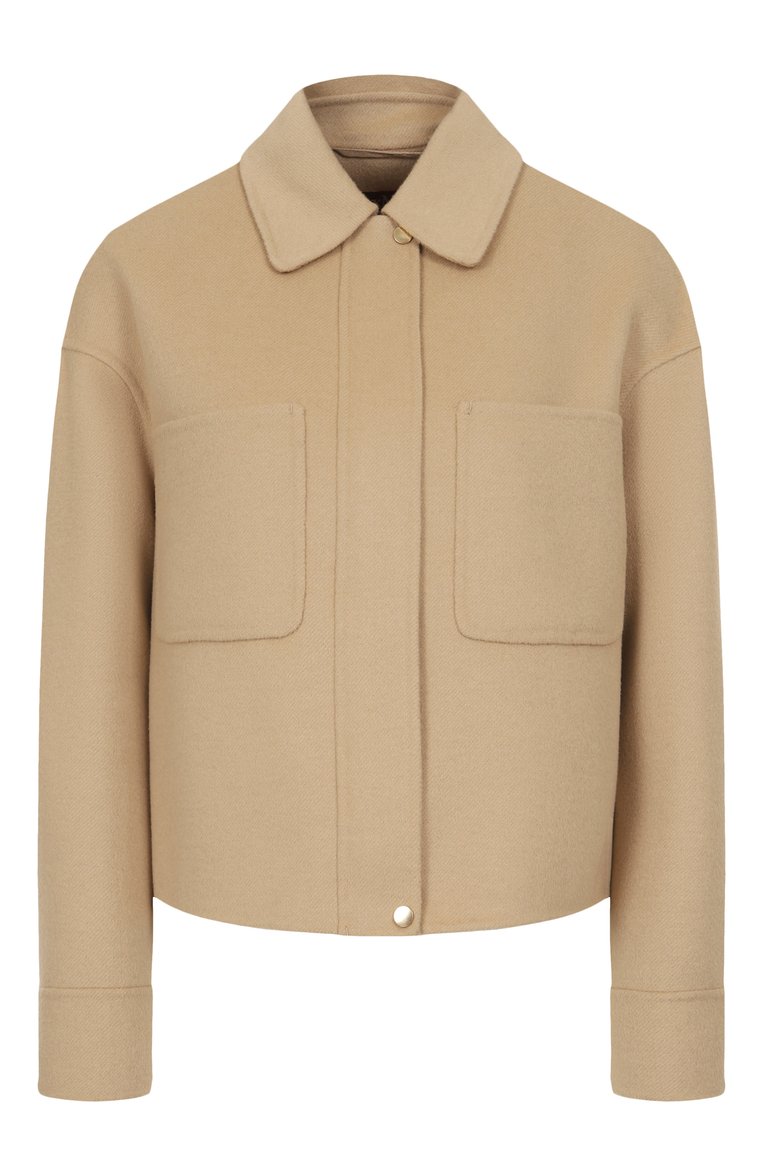 Женская шерстяная куртка MAX MARA STUDIO светло-бежевого цвета, арт. MADIS0N | Фото 1 (Рукава: Длинные; Автоматизация ТО: Проставлено; Материал внешний: Шерсть; Длина (верхняя одежда): Короткие; Автоматизация состава: Проставлено; Стили: Кэжуэл; Кросс-КТ: Легкие, Куртка)