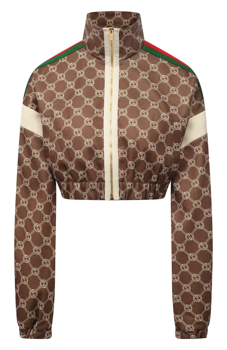 Женский бомбер GUCCI бежевого цвета, арт. 671495/XJD1G | Фото 1 (Рукава: Длинные; Длина (верхняя одежда): Короткие; Материал внешний: Хлопок, Синтетический материал; Материал подклада: Хлопок; Кросс-КТ: Куртка, Легкие; Стили: Кэжуэл)