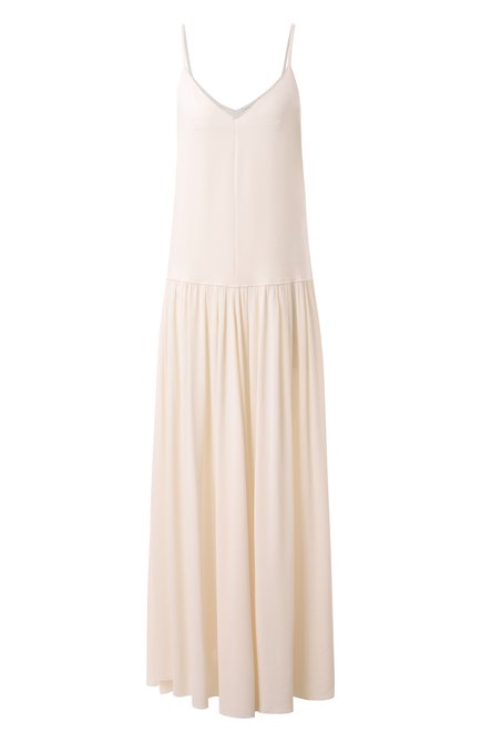 Женское платье из вискозы FORTE_FORTE кремвого цвета, арт. 13560_MY DRESS | Фото 1 (Длина Ж (юбки, платья, шорты): Макси; Драгоценные камни: Проставлено; Материал внешний: Вискоза; Материал сплава: Проставлено)